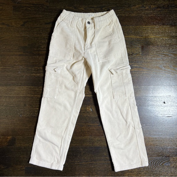 PacSun Off White Corduroy Cargo Elastic Waist Pants - Picture 2 of 11